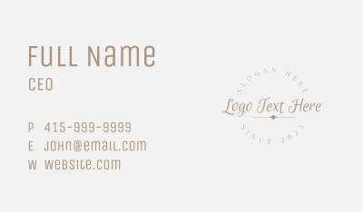 Round Cursive Wordmark Business Card Image Preview