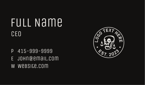 Skull Tattoo Shop Seal Business Card Design Image Preview