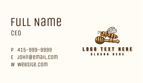 Honey Bee Dipper Business Card Design Image Preview