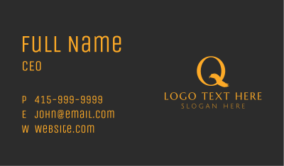 Gold Brush Stroke Letter Q  Business Card Image Preview