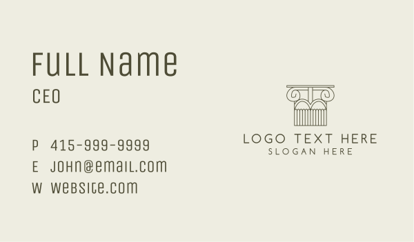 Ancient Ionic Column  Business Card Design Image Preview