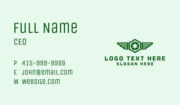 Green Hexagon Wings Business Card Design Image Preview