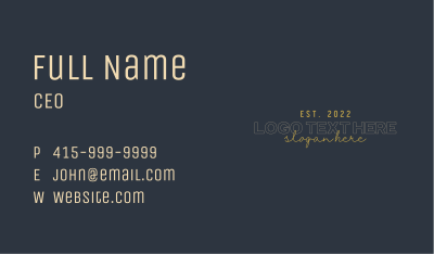 Gold Elegant Signature Wordmark Business Card Image Preview