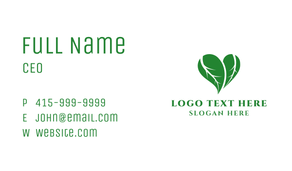 Natural Heart Leaves Business Card Design Image Preview