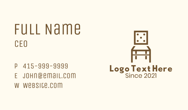 Dice Wooden Chair Business Card Design