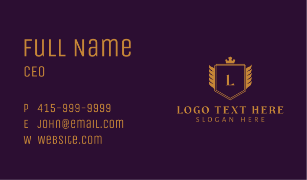 Wings Shield Royalty Business Card Design Image Preview