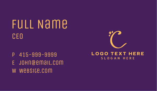 Gold Sparkle Letter C Business Card Design Image Preview