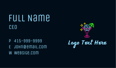 Neon Bar Drink Planet Business Card Image Preview