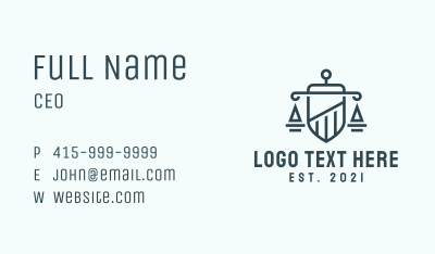 Legal Justice Shield Business Card Image Preview