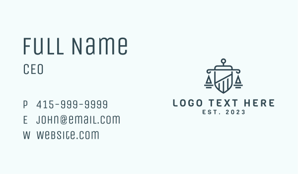 Legal Justice Shield Business Card Design Image Preview