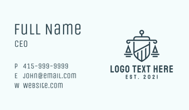 Legal Justice Shield Business Card