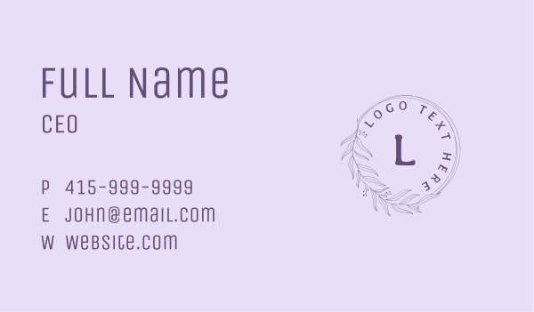 Organic Wreath Letter Business Card Design Image Preview