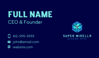 Blue 3D Cube Startup Business Card Design