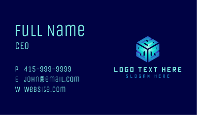 Blue 3D Cube Startup Business Card Image Preview