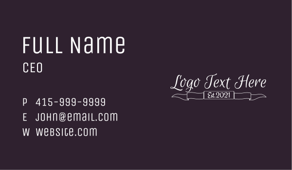 Elegant White Banner Wordmark Business Card Design Image Preview