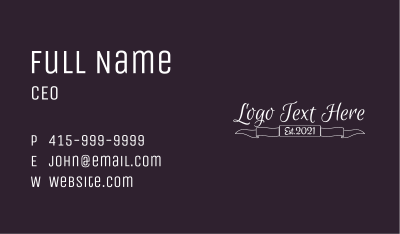 Elegant White Banner Wordmark Business Card