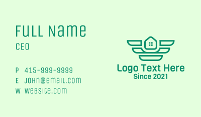 Green Winged Housing Business Card Image Preview