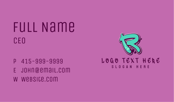 Modern Graffiti Letter R Business Card Design Image Preview