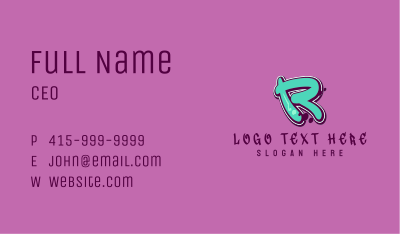 Modern Graffiti Letter R Business Card Image Preview