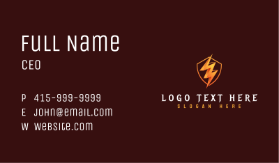 Energy Lightning Shield Business Card Image Preview