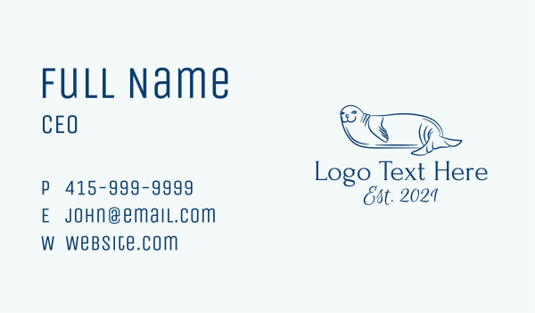 Blue Seal Animal  Business Card Design Image Preview