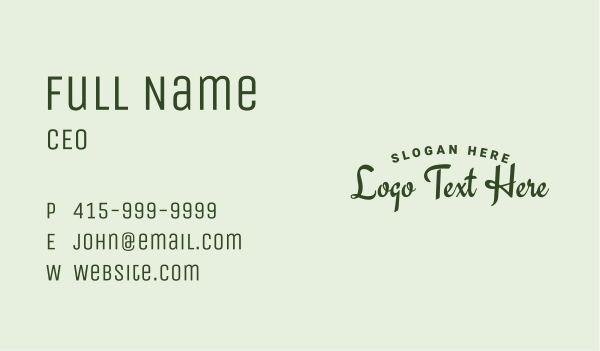 Crafty Script Wordmark Business Card Design Image Preview