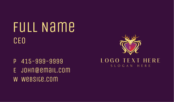 Deer Shield Crest Business Card Design Image Preview