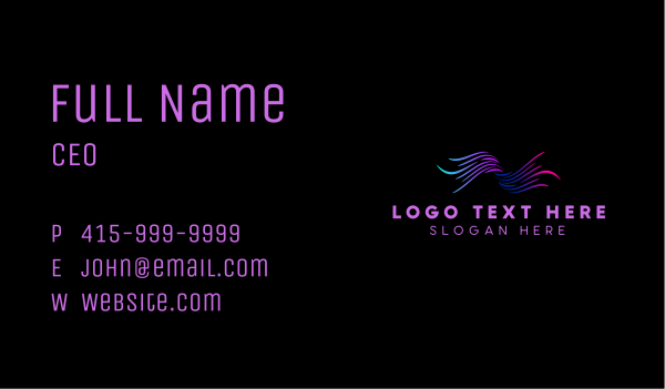 Neon Wave Swoosh Business Card Design Image Preview