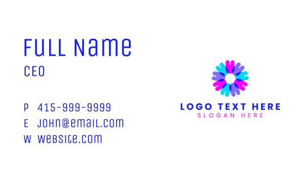 Fluorescent Neon Flower Business Card Design Image Preview