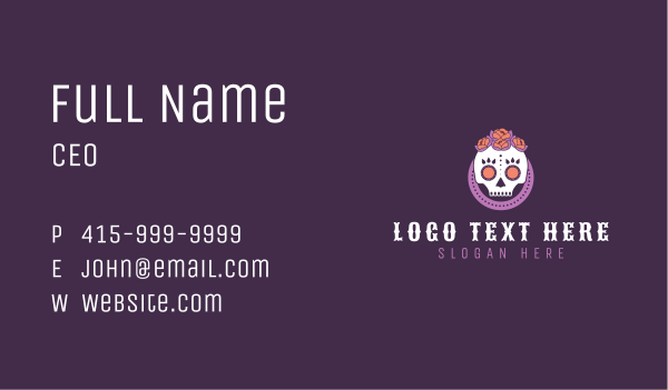 Decorative Mexican Skull Business Card Design Image Preview
