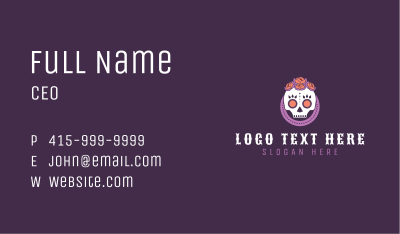 Decorative Mexican Skull Business Card Image Preview