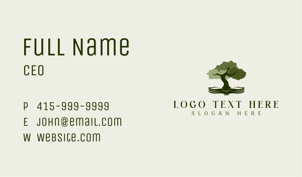 Tree Education Book  Business Card Design Image Preview