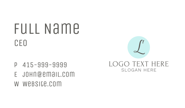 Elegant Cursive Lettermark Business Card Design Image Preview