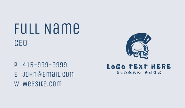 Blue Mohawk Skull Business Card Design Image Preview
