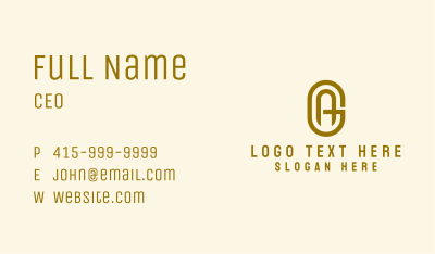 Gold A & G Monogram Business Card Image Preview