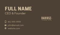 Brown Masculine Wordmark  Business Card Image Preview