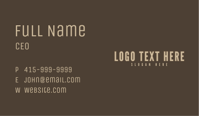 Brown Masculine Wordmark  Business Card Image Preview