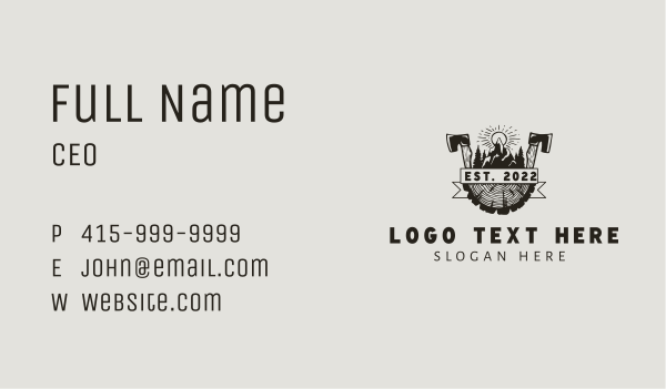 Wood Forest Axe Lumber Business Card Design Image Preview
