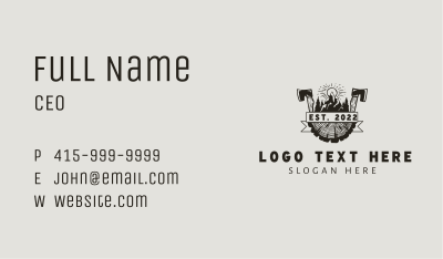 Wood Forest Axe Lumber Business Card Image Preview