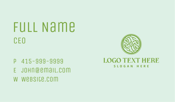 Vegan Leaf Circle Business Card Design Image Preview