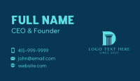 Financial Firm Pillar Letter D  Business Card Design