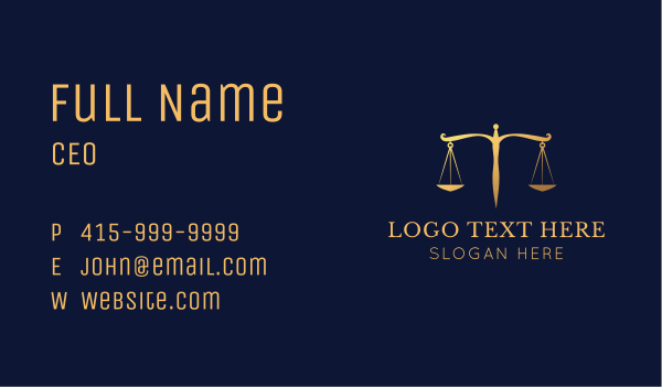 Golden Justice Scale Business Card Design Image Preview