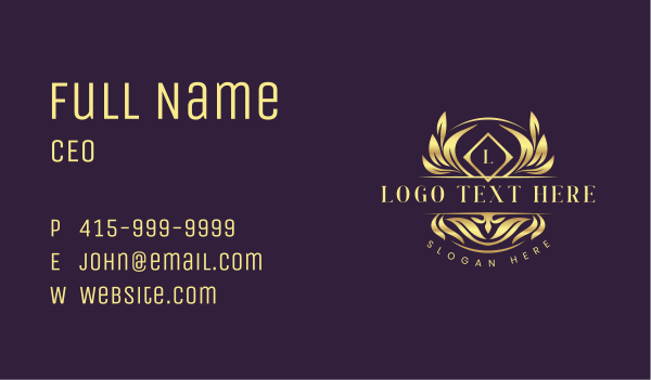 Luxury Leaf Crest Business Card Design Image Preview