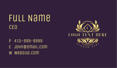 Luxury Leaf Crest Business Card Image Preview