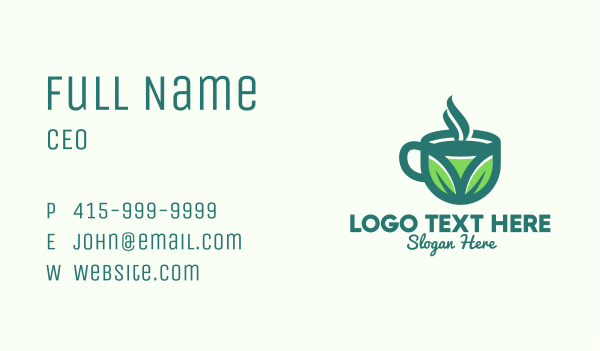 Green Organic Hot Tea Business Card Design Image Preview