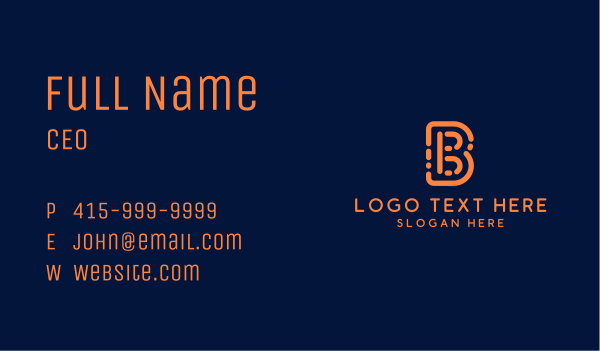 Orange Code Letter B Business Card Design Image Preview