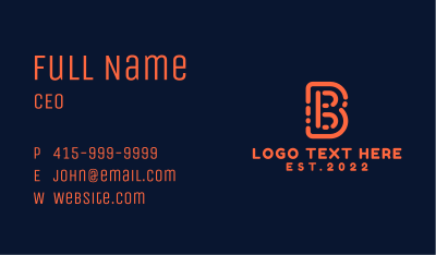 Orange Code Letter B Business Card