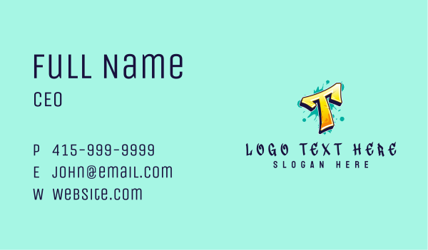 Graffiti Art Letter T Business Card Design Image Preview