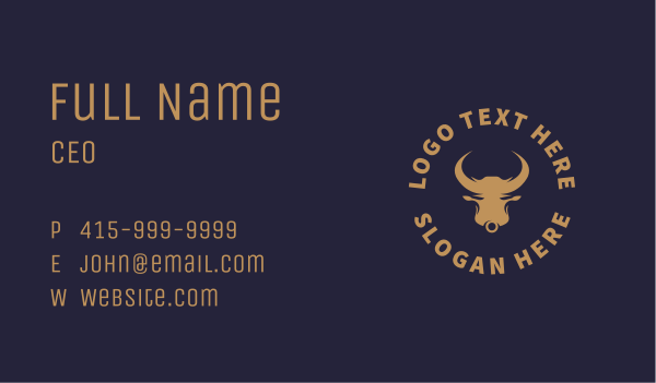Wild Bronze Bull Business Card Design Image Preview