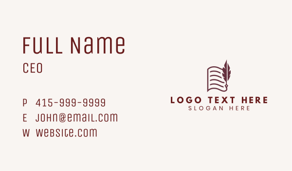 Quill Pen Paper Writer Business Card Design Image Preview